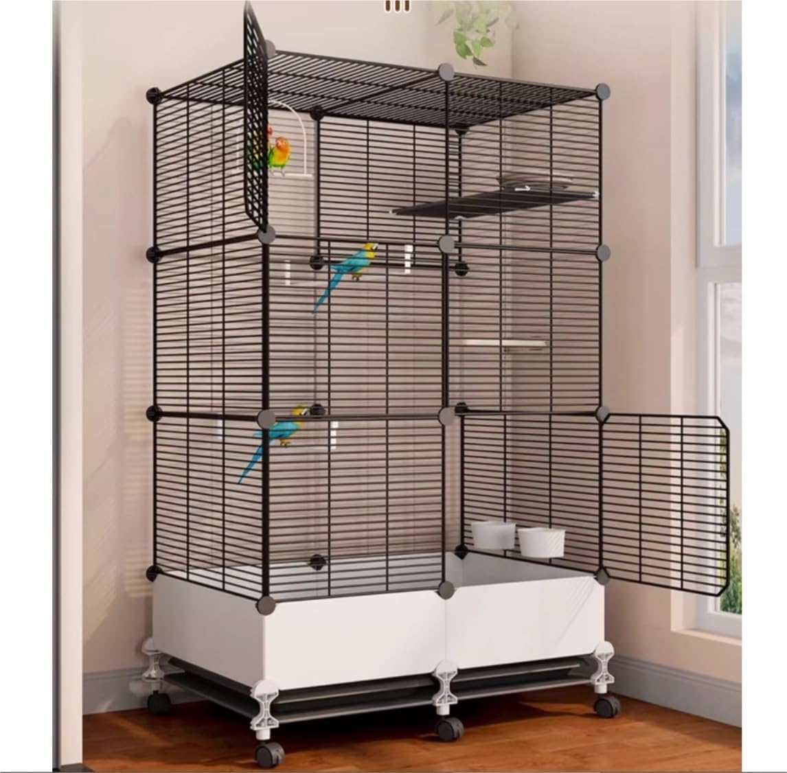 🐦 Jaula para Pájaros de Metal 54" con Ruedas | Jaula Alta para Loros y Aves Grandes | Diseño Resistente, Espaciosa y Fácil de Mover | Ideal para Hogar