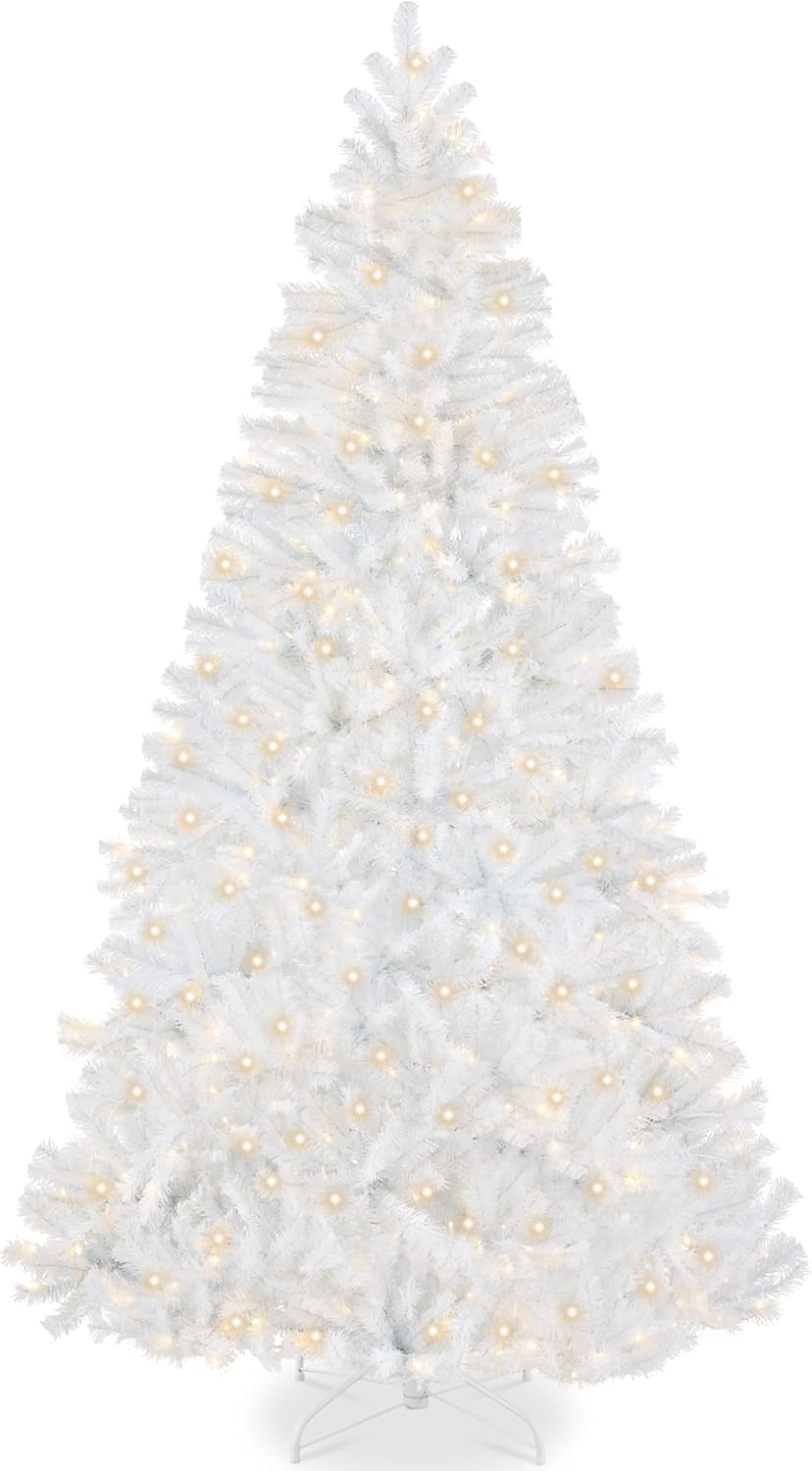 Best Choice Products - Árbol de Navidad Artificial de Abeto preiluminado de 7 pies para el hogar, Oficina, decoración de Fiesta con 550 Luces incandescentes, 1346 Puntas de Rama, fácil Montaje