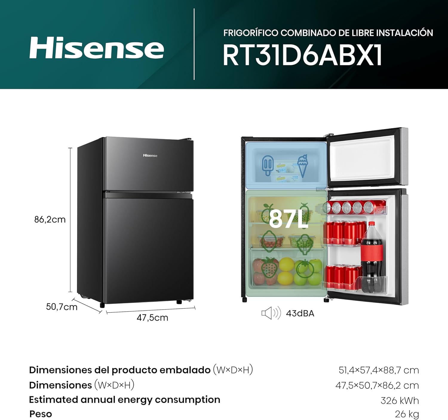 Hisense Frigobar 3.3 Pies mod. RT31D6AGX1