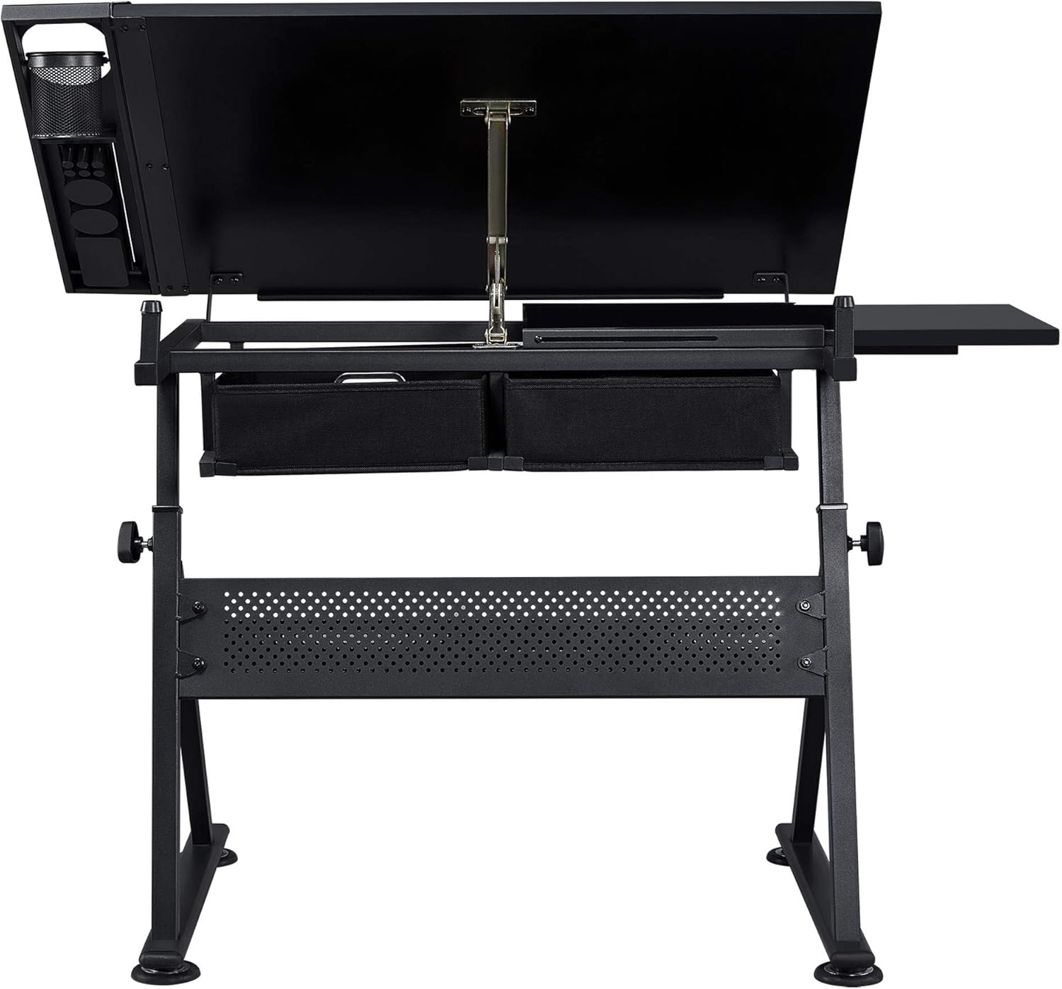 Yaheetech - computadora de arte blanco ajustable en altura para adultos, mesa inclinable de dibujo con computadora extragrande y cajones, juego de mesa y silla plegable para manualidades con taburetes