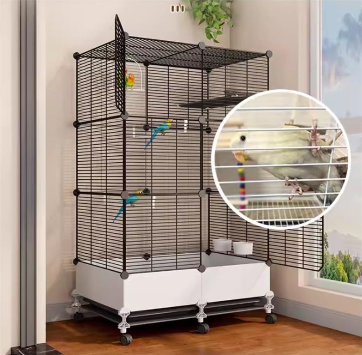 🐦 Jaula para Pájaros de Metal 54" con Ruedas | Jaula Alta para Loros y Aves Grandes | Diseño Resistente, Espaciosa y Fácil de Mover | Ideal para Hogar