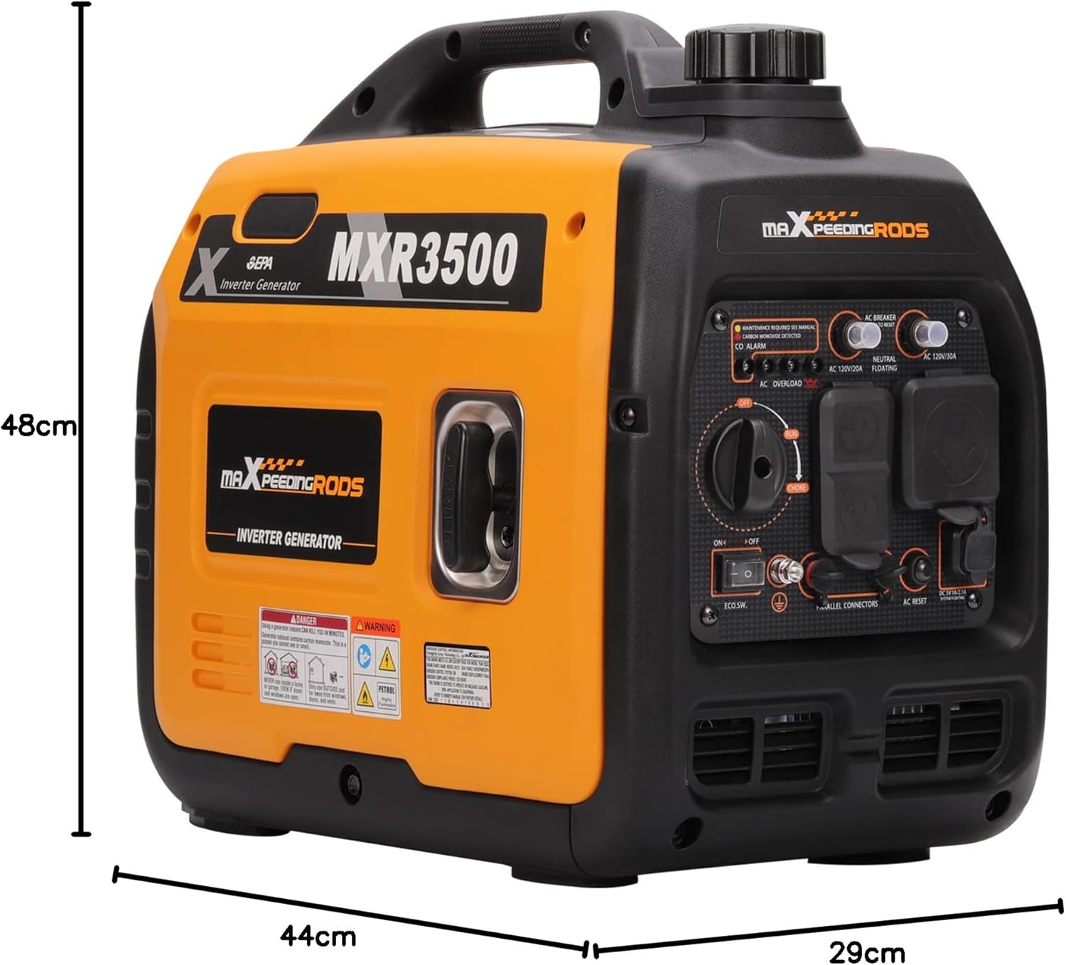 MaXpeedingrods Generador inversor portátil de 3500 W alimentado por gas, compatible con EPA, compacto y ligero para energía de respaldo en el hogar, camping al aire última intervensión, RV y remolque