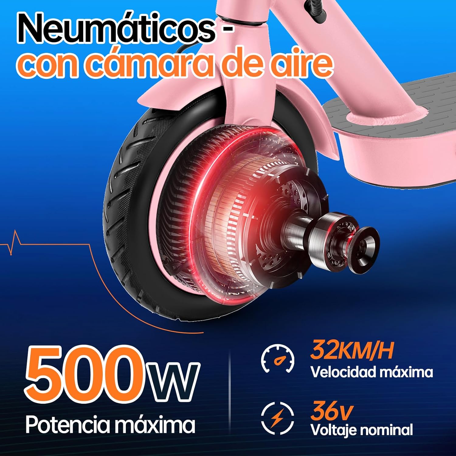 HONEYWHALE M2 Pro Scooter Eléctrico Plegable para Adultos, Motor de 500 W de Potencia Máxima, 22km con una Carga Completa, Velocidad Máxima 32km/h, Patin Eléctrico con App Control Bluetooth