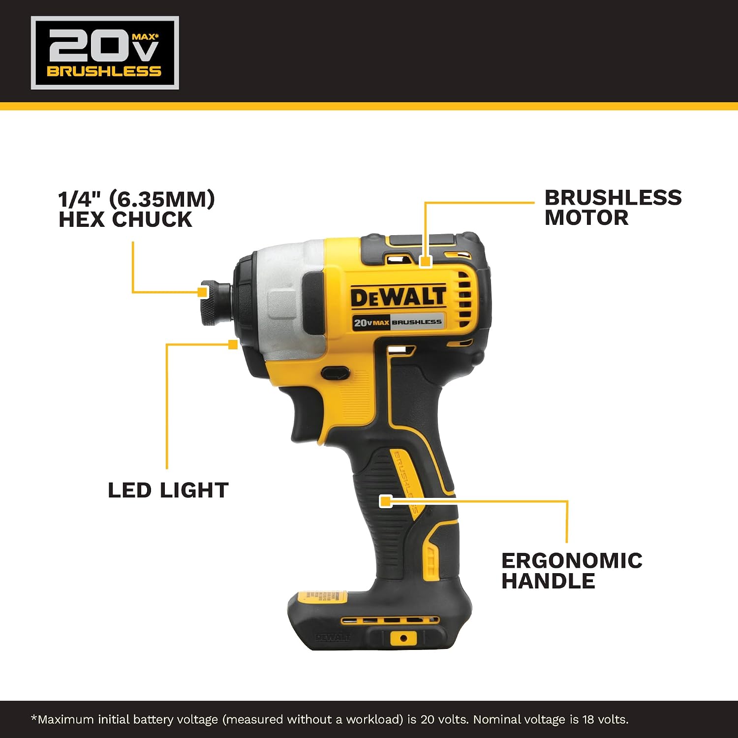 DEWALT - Taladro inalámbrico de 20 V MAX, driver de impacto, kit combinado de herramientas eléctricas de 2 herramientas, juego de herramientas eléctricas sin escobillas con 2 baterías y cargador