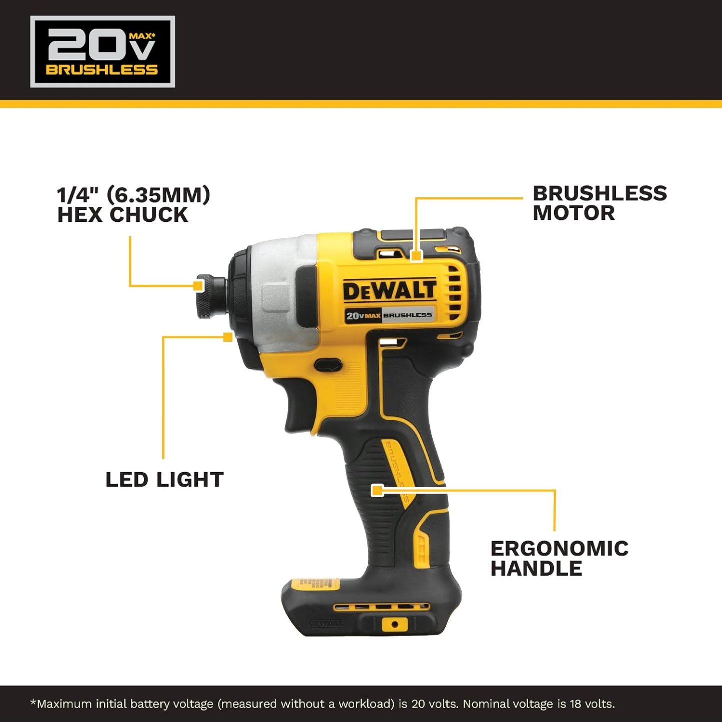 DEWALT - Taladro inalámbrico de 20 V MAX, driver de impacto, kit combinado de herramientas eléctricas de 2 herramientas, juego de herramientas eléctricas sin escobillas con 2 baterías y cargador