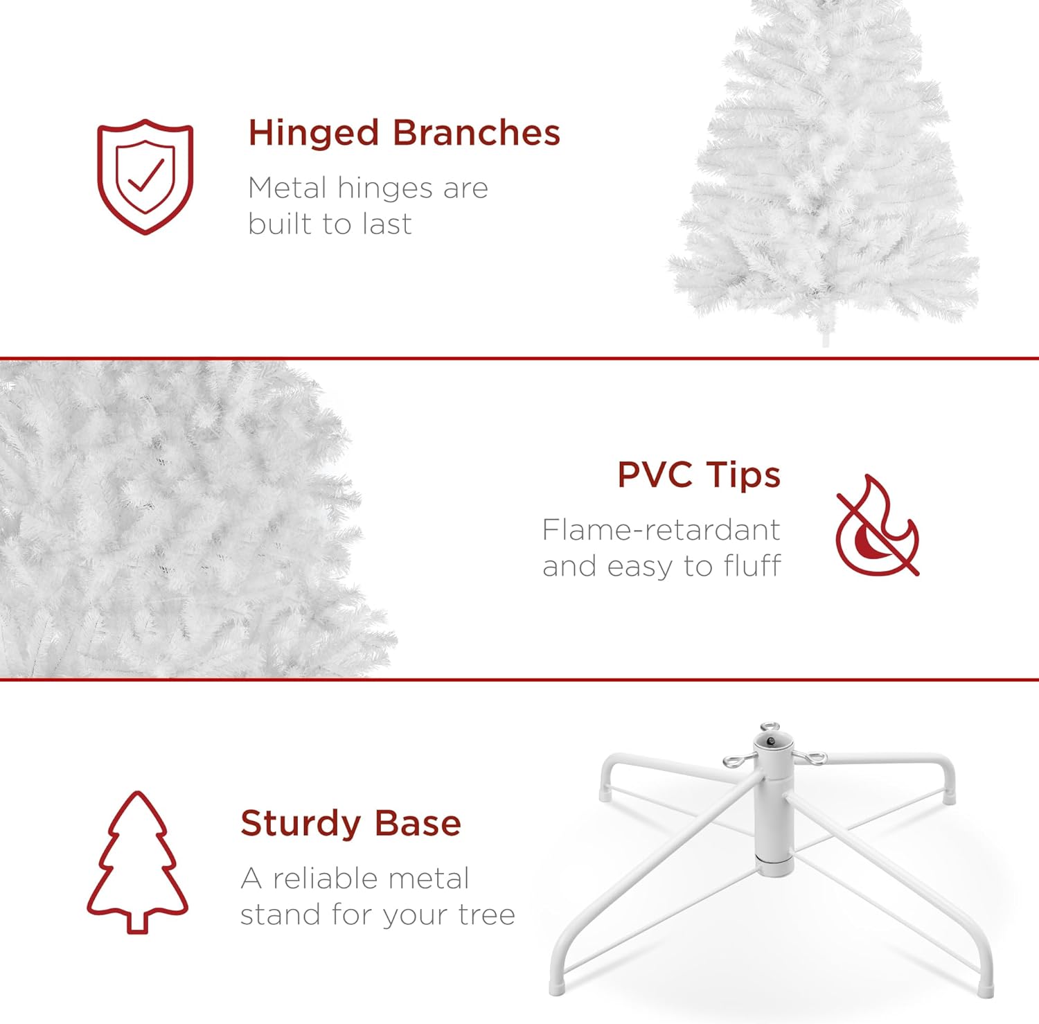 Best Choice Products - Árbol de Navidad Artificial de Abeto preiluminado de 7 pies para el hogar, Oficina, decoración de Fiesta con 550 Luces incandescentes, 1346 Puntas de Rama, fácil Montaje