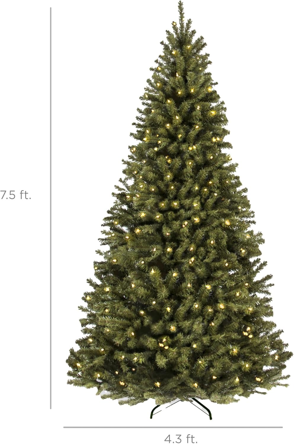 Best Choice Products - Árbol de Navidad Artificial de Abeto preiluminado de 7 pies para el hogar, Oficina, decoración de Fiesta con 550 Luces incandescentes, 1346 Puntas de Rama, fácil Montaje