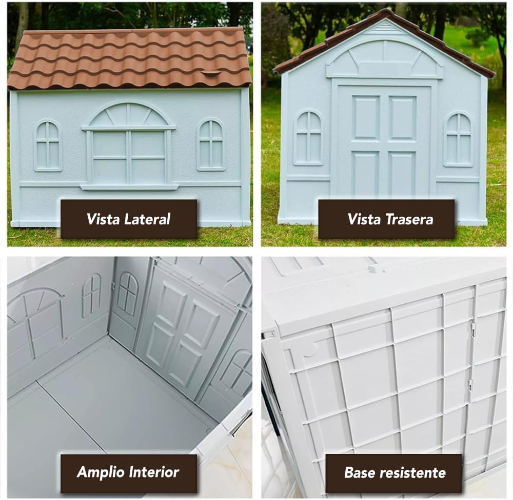 Casa Térmica para Perro Raza Grande | Incluye Puerta Metálica | 99 x 84 x 82 cm | Impermeable con Ventilación | Material Resistente al Exterior.