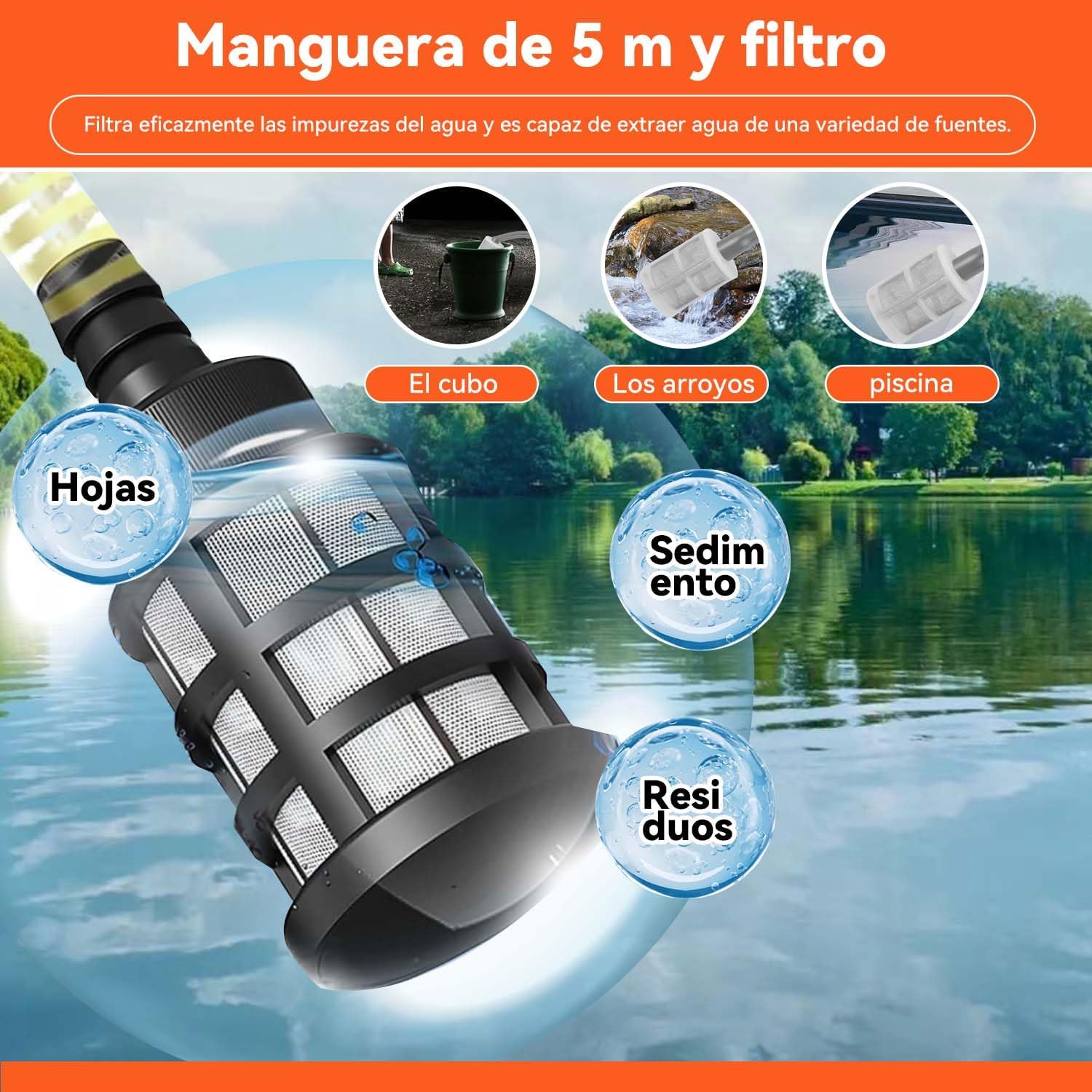 ACOVARK Hidrolavadora Inalámbrica Portátil con 2 Boquillas y Cañón de Espuma, Pistola para Hidrolavadora con Manguera de 5m, Alcance de 6-8 Metros, con Caja de Herramientas, para Pisos y Vehículos