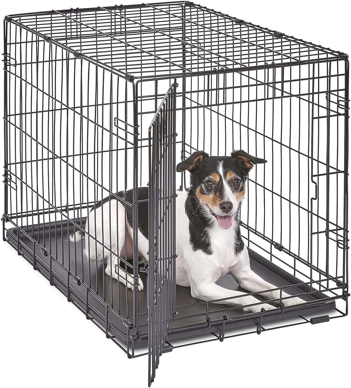 MidWest Homes for Pets - Jaula para perros XL | Jaula para perros MidWest iCrate de metal plegable con doble puerta con panel divisor, protege los pies y bandeja para perros a prueba de fugas | 48 pulgadas de largo x 30 de ancho x 33 pulgadas de alto, raz