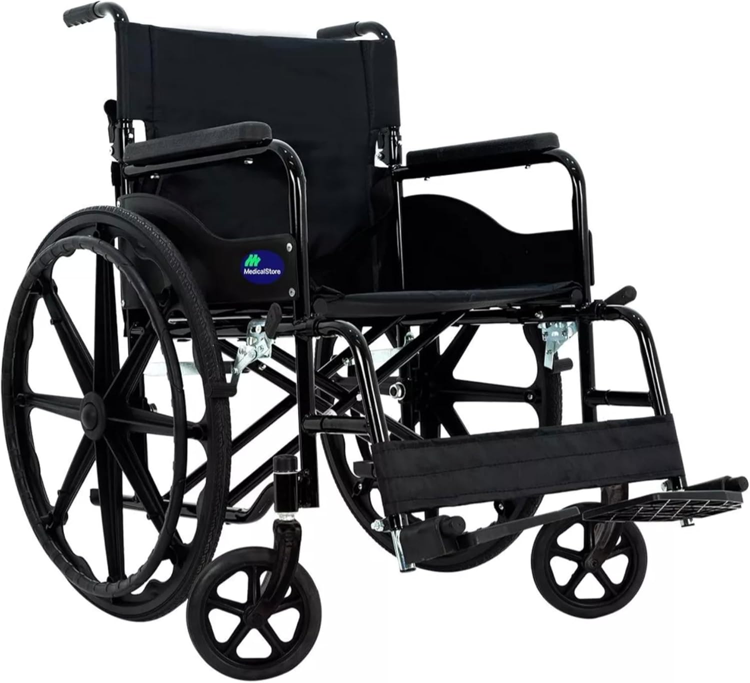 MEDICAL STORE Silla De Ruedas Ligera Adulto Mayor Todo Terreno Traslado Plegable Compacta Con Freno De Mano Rehabilitación Con Descansa Pies Abatible