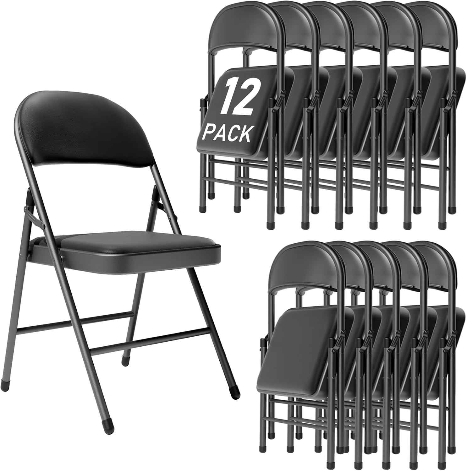 🪑 12 Sillas Plegables de Alta Resistencia | Uso Interior y Exterior | Para Jardín, Patio, Comedor, Eventos y Reuniones | Diseño Fácil de Guardar