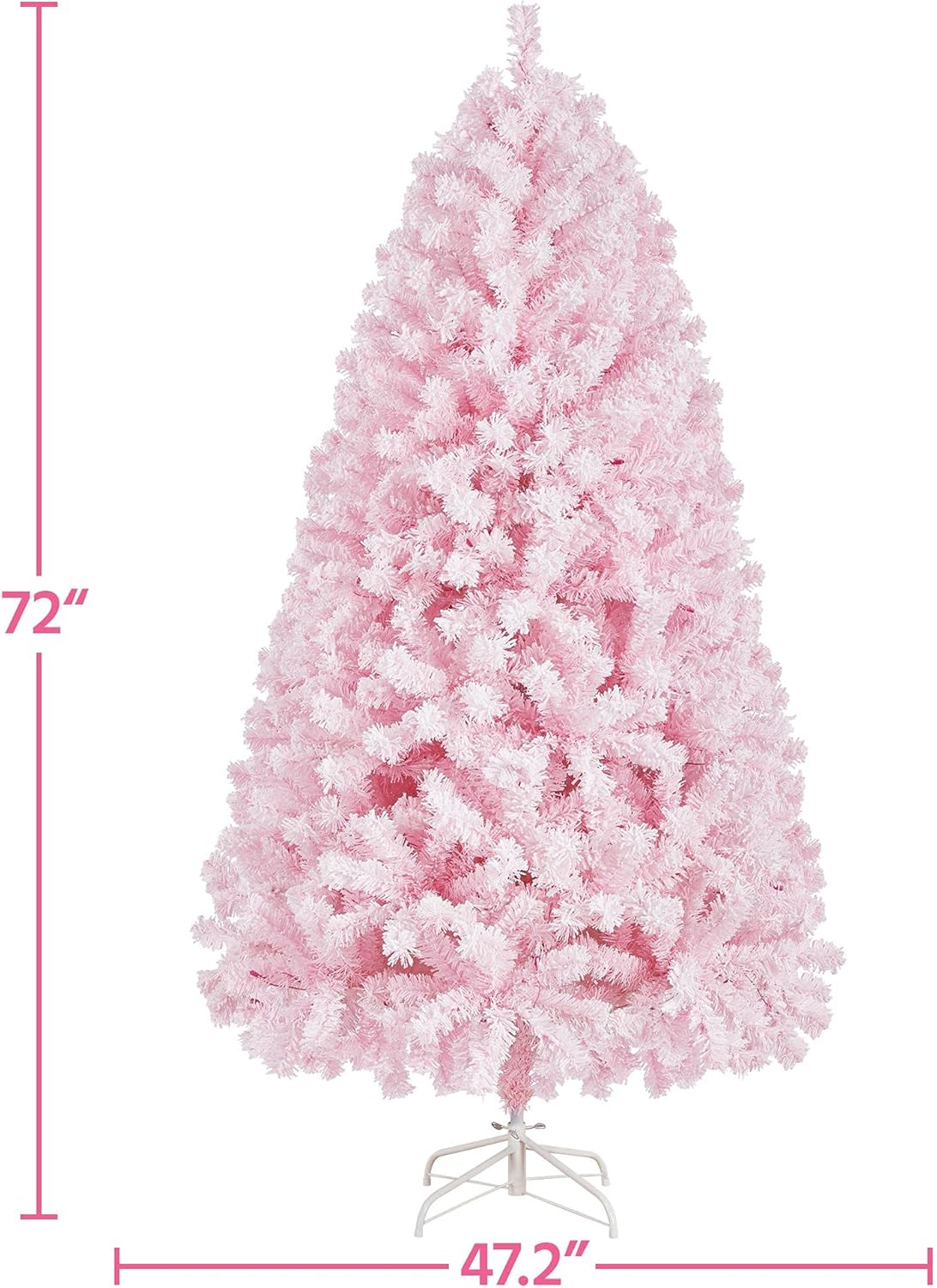 Yaheetech Árbol de Navidad artificial preiluminado de 6 pies con luces incandescentes blancas cálidas, árbol de Navidad con 820 puntas de rama, 250 luces incandescentes y soporte plegable, color rosa