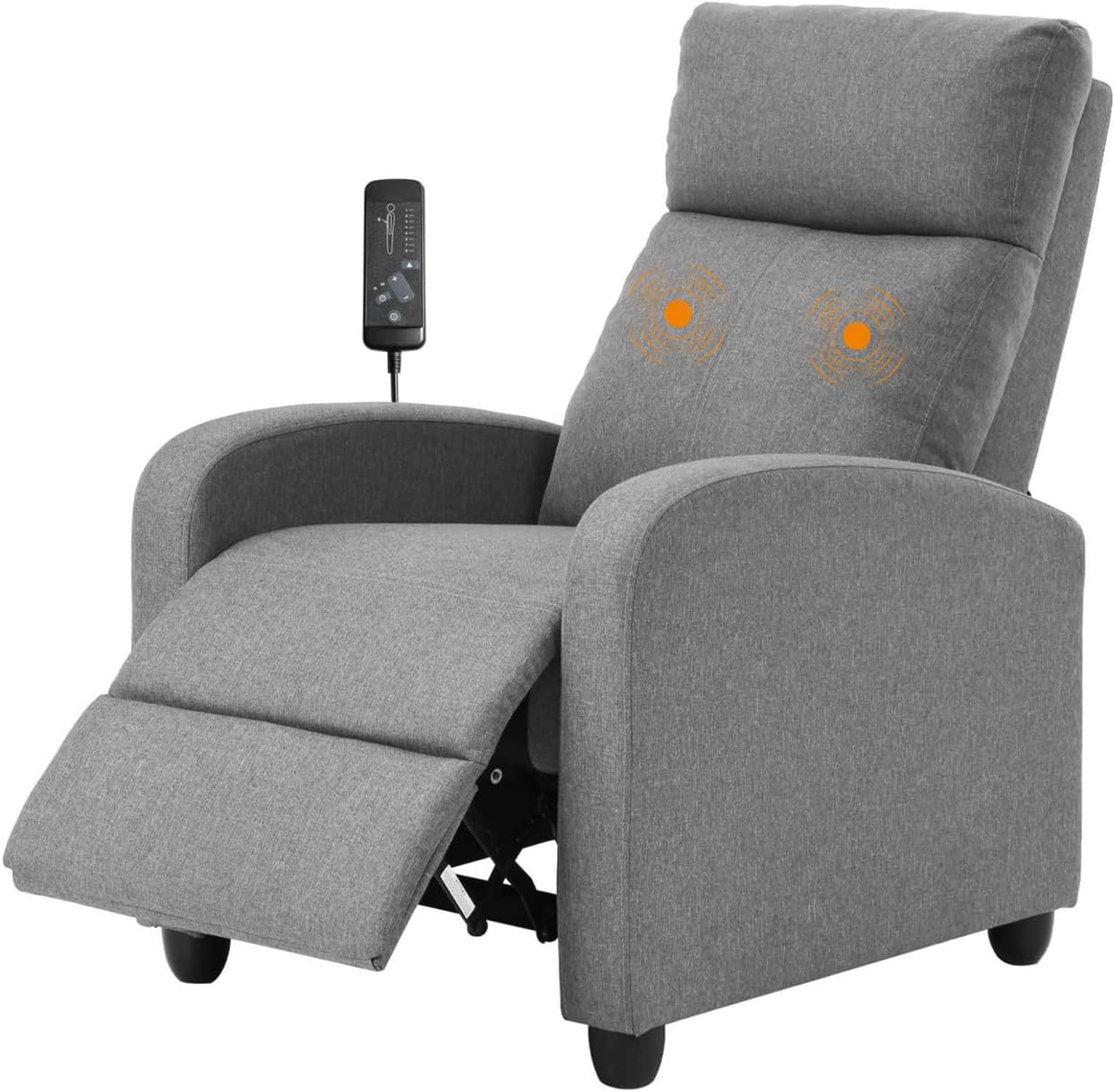 FABATO Sillon Individual - Sillon Reclinable Adultos Tipo Cine 8 Modos de Masaje con Soporte Lumbar, Reposapiés Retráctil y 3 Posiciones - Tu Sofa Adulto de Cuero Ideal para tu casa (Negro)