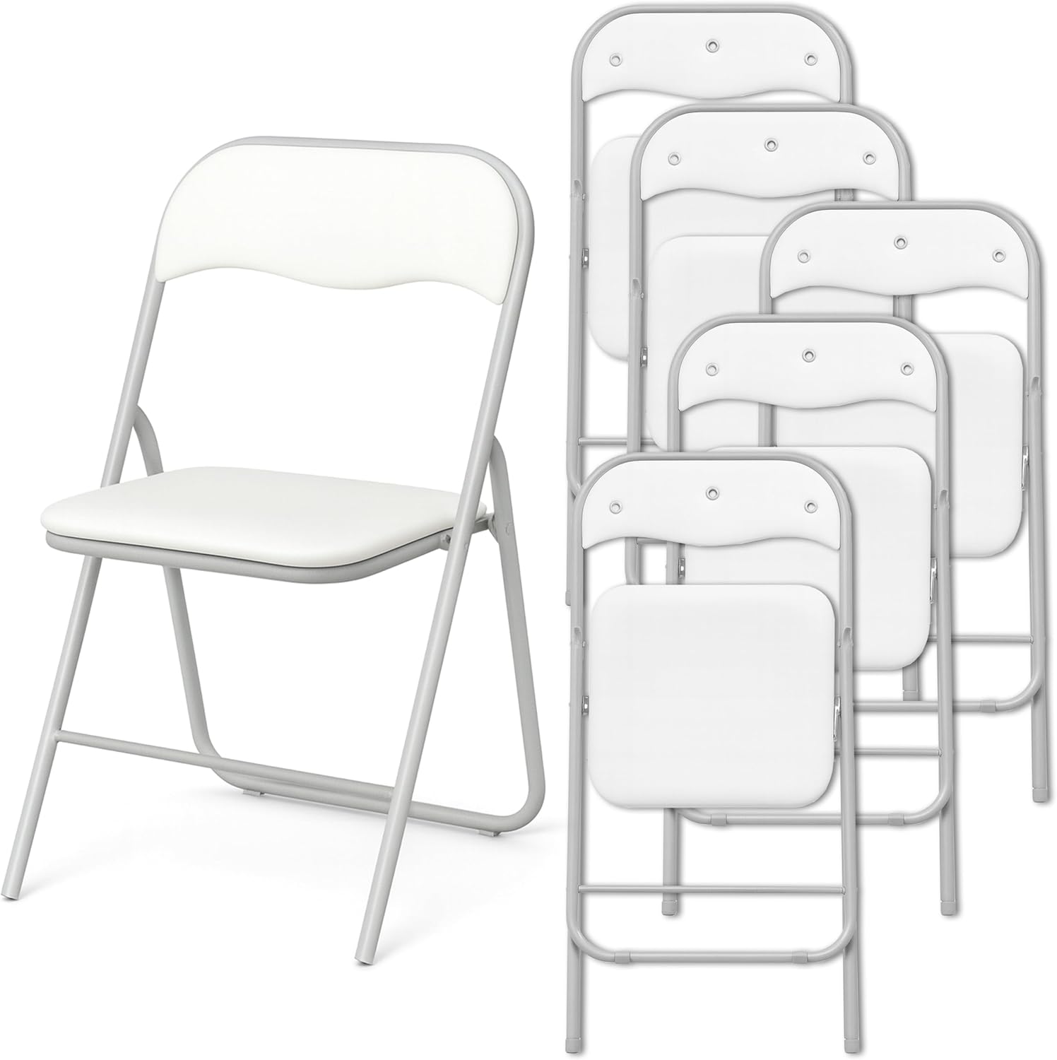 +gardenlife Set de 6 Silla Plegable, Estructura de Acero Reforzado, Asiento y Respaldo Acolchados | Exterior e Interior | Soporta 120Kg | Antideslizante, Ideal para Eventos Fiestas | Negro