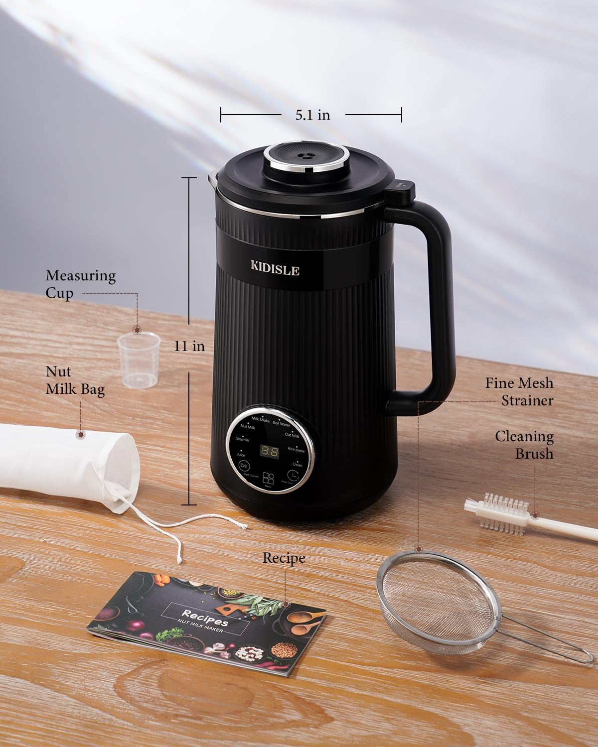 Máquina automática de soja de 32 onzas para almendras caseras, avena, coco, soja, leches a base de plantas y bebidas no lácteas con retraso de arranque/mantener el calor,