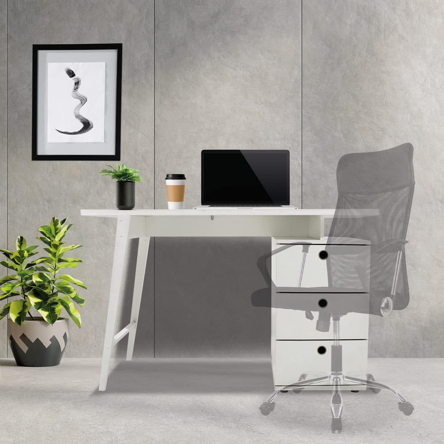 MUNDO IN MUEBLES Escritorio Milano Minimalista | Ideal para Home Office y Estudios | con Cajones y Montaje Sencillo | Estructura Robusta Que Soporta hasta 25 Kg | Gran Espacio de Almacenamiento