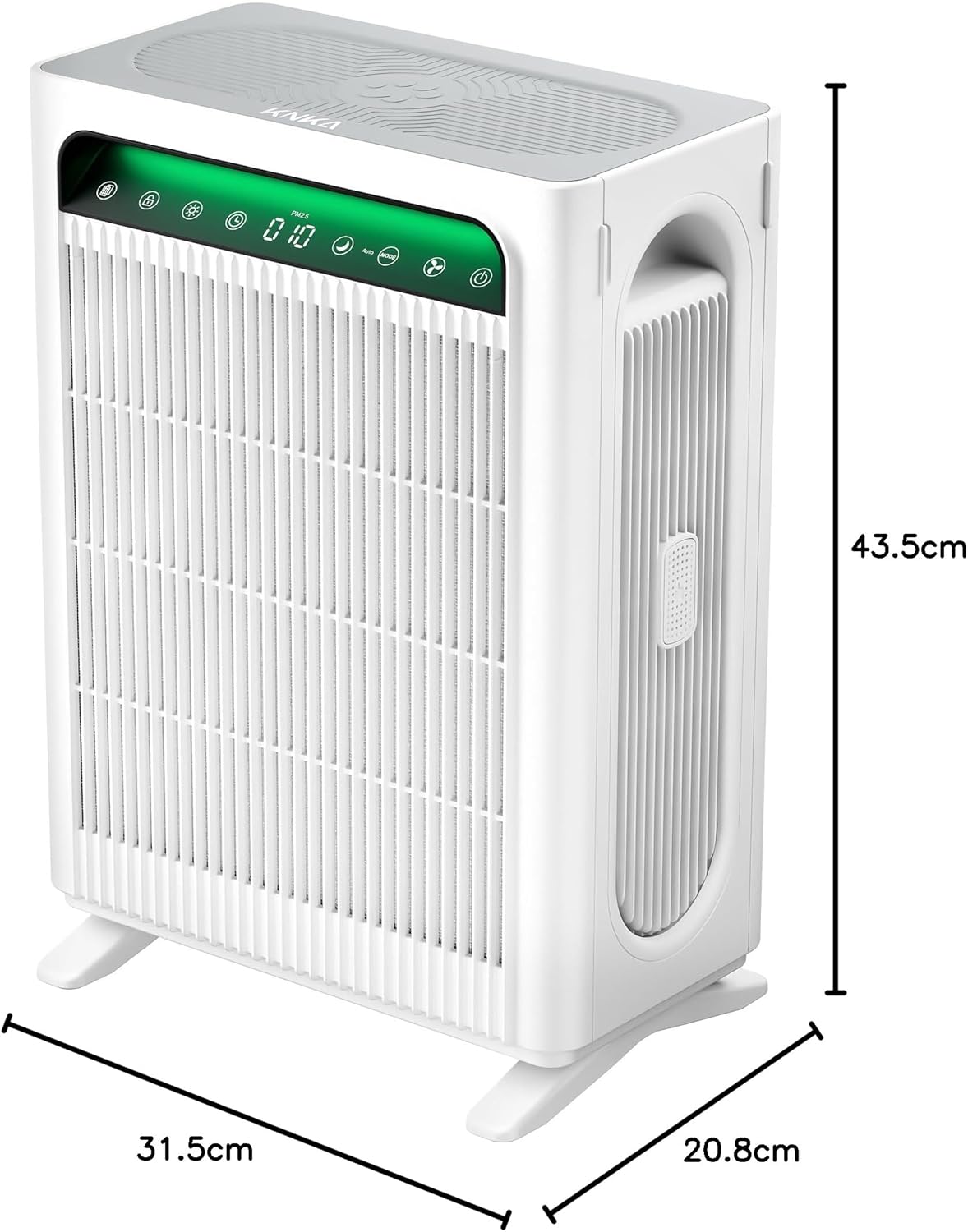 KNKA Purificador de Aire para Hogar y Dormitorio, Hasta 1,695 ft² en 1 Hora, Filtro HEPA con Prefiltro Lavable, Pantalla AQI, Modos ECO y PET, Ideal para Mascotas, Polvo y Polen, APH4000