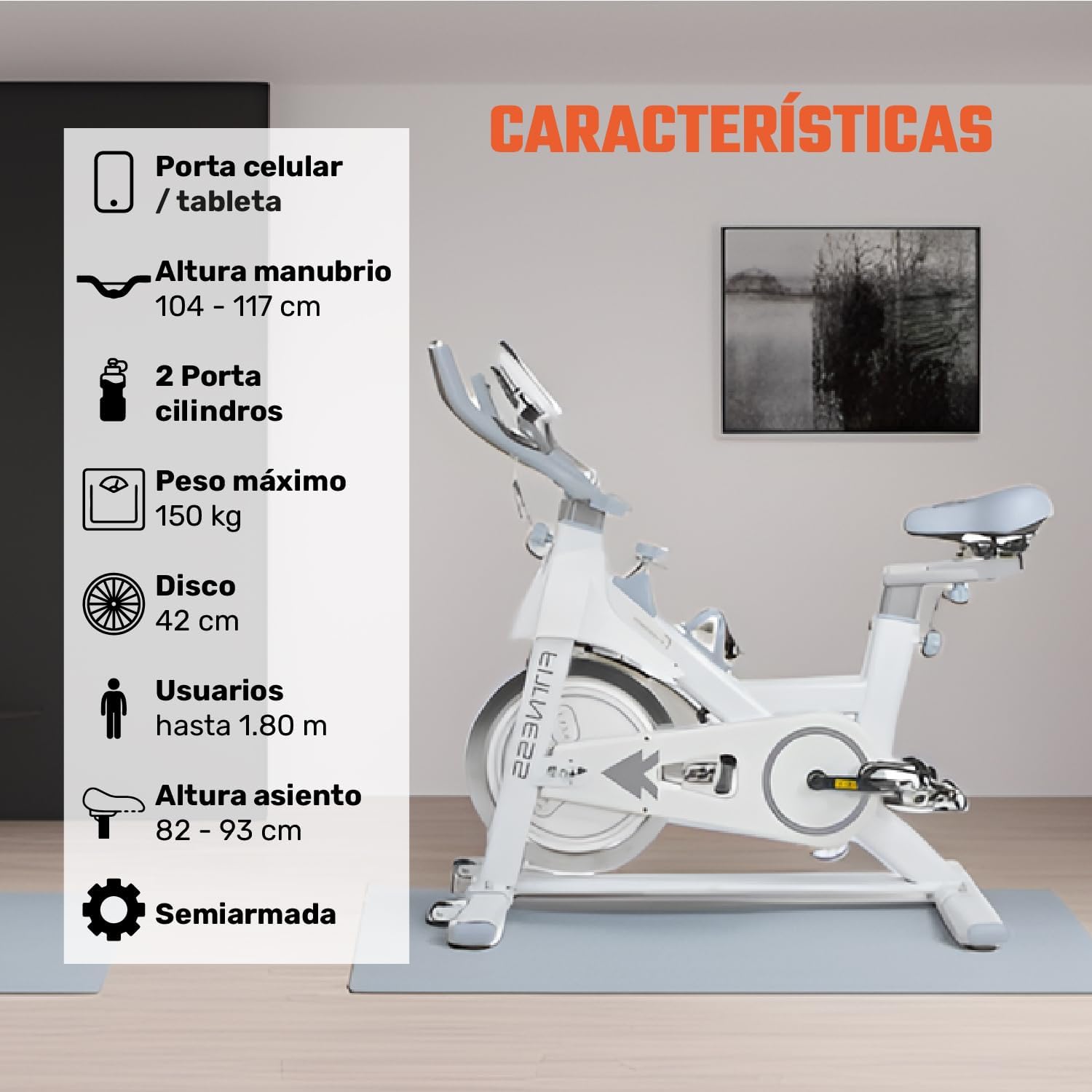 CENTURFIT Bicicleta Fija Spinning 11 Kg Pantalla LCD Soporta 150 Kg Ajuste de 5 Niveles en Asiento y Manubrio Pedales con Correas Bici Estatica Ideal para Rutina de Cardio en el Hogar Gym Gimnasio