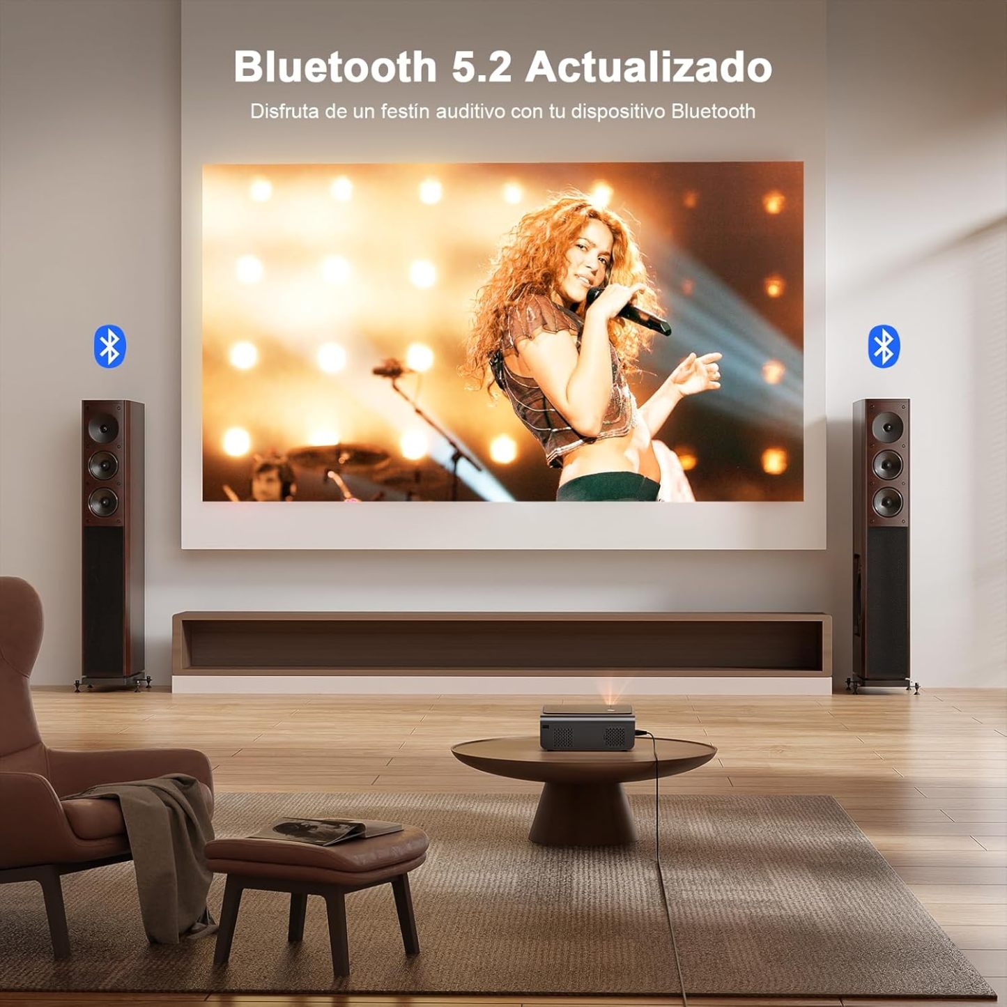 【AI Auto Focus & Keystone】 Proyector 4K Soporte, XuanPad Proyector Bluetooth WiFi6, 26000L 1080P Proyector Portatil Inteligente, Proyector para Cine en Casa con trípode para iOS/Android/TV Stick