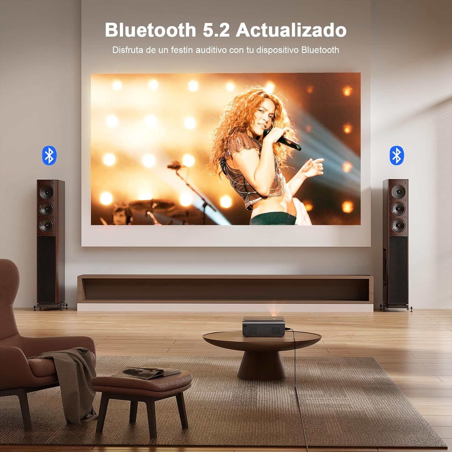 【AI Auto Focus & Keystone】 Proyector 4K Soporte, XuanPad Proyector Bluetooth WiFi6, 26000L 1080P Proyector Portatil Inteligente, Proyector para Cine en Casa con trípode para iOS/Android/TV Stick