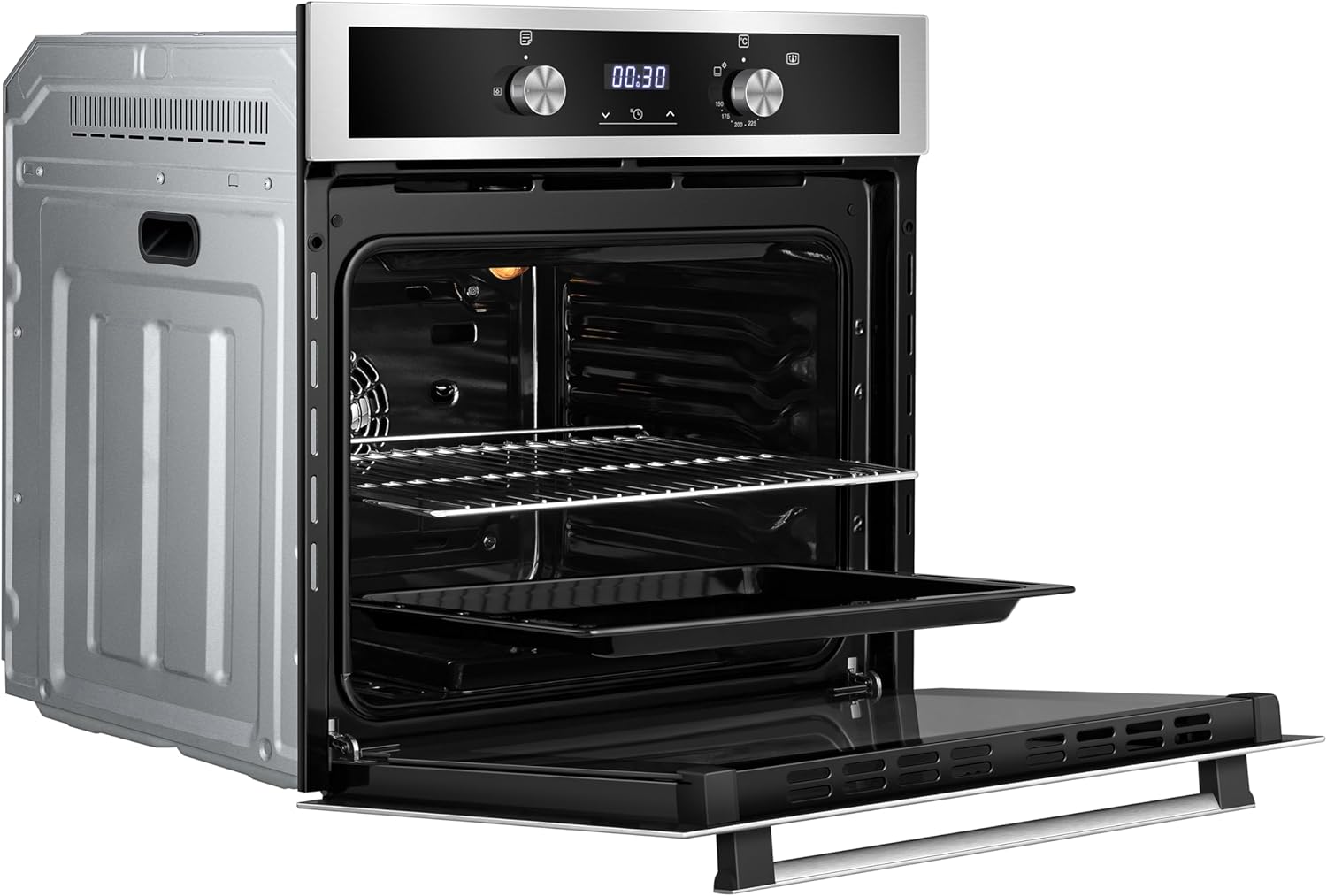 Hisense Horno de gas empotrable 67L, parrilla de gas, flujo de aire múltiple, temperatura precisa, puerta extraíble de fácil limpieza, temporizador, HGO602BS