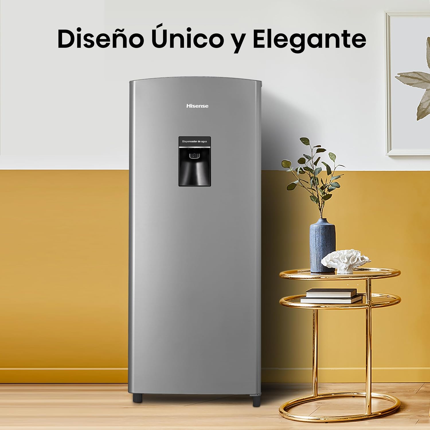 Refrigerador Hisense de 173 L con Congelador Interno, Dispensador de Agua, Iluminación LED y Deshielo Semiautomático