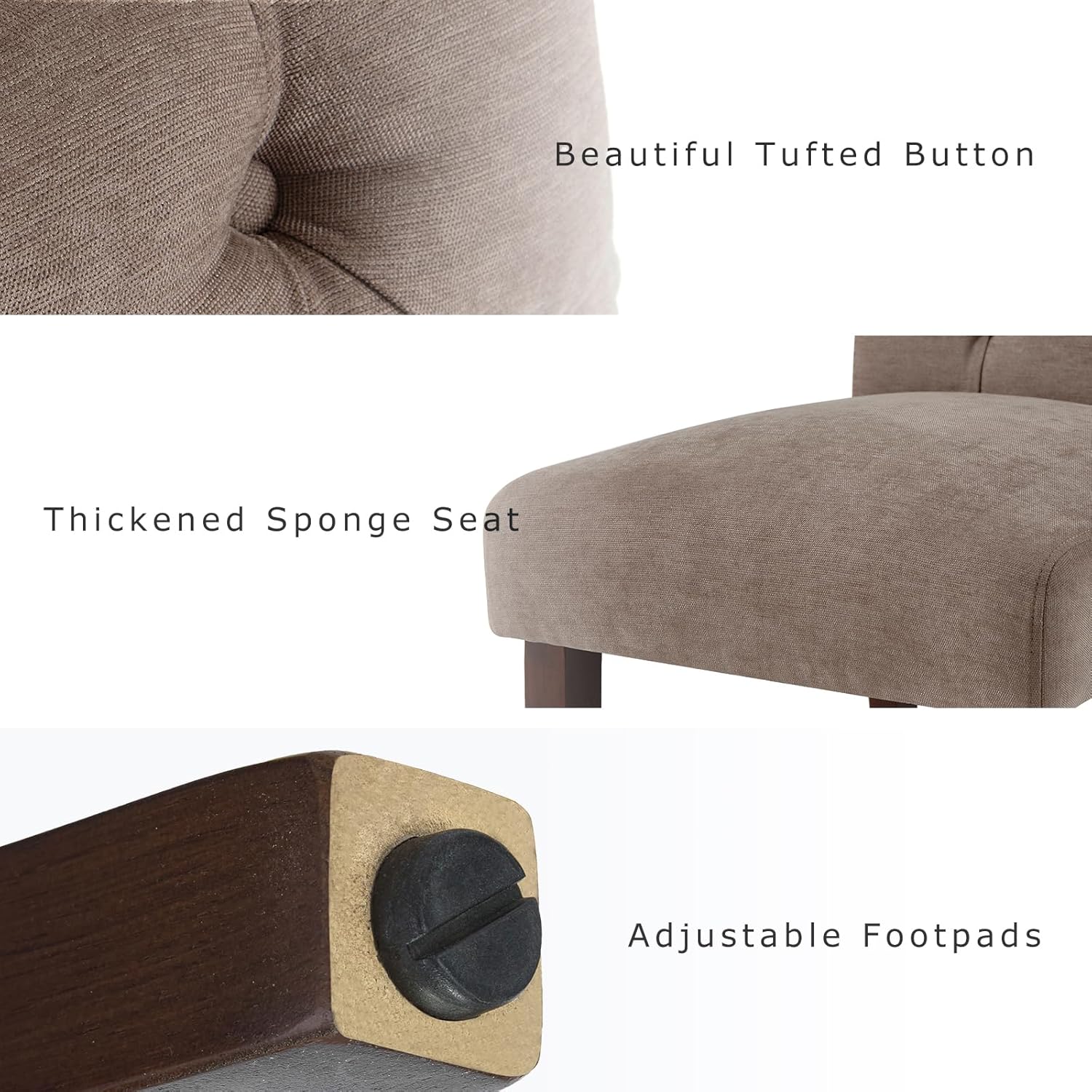 COLAMY - Juego de 6 sillas de Comedor con Botones y tapizadas, con Patas de Madera Maciza y Asiento Acolchado para Comedor, Cocina, Color Gris