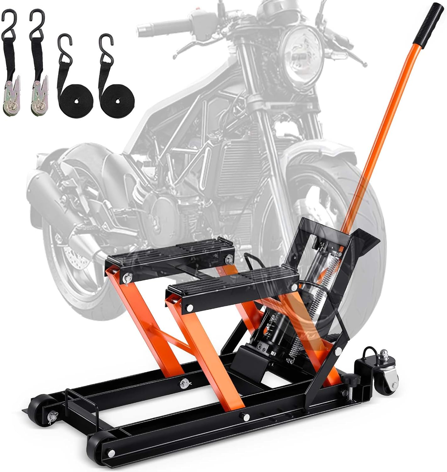 🏍️ Plataforma Elevadora Hidráulica para Motocicletas | Capacidad 158 kg | Elevación de 340–905 mm | Mesa Tipo Tijera con Ruedas | Ideal para Taller y Garaje 🔧