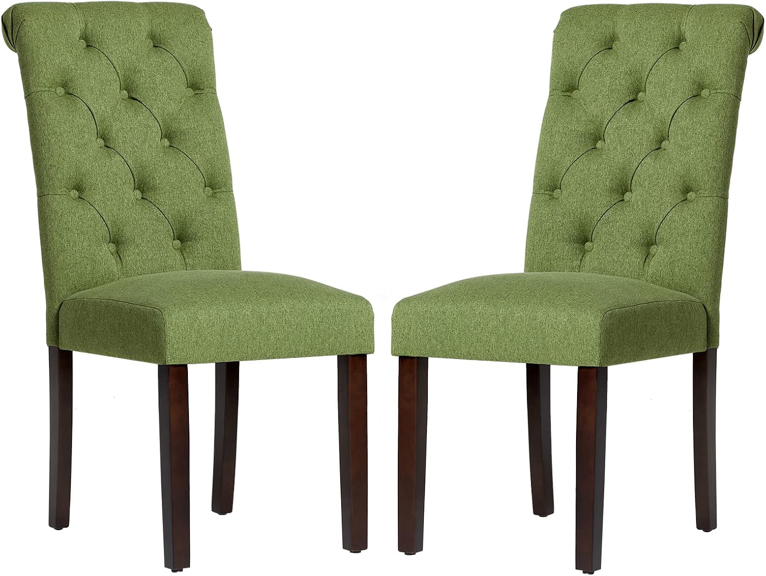 COLAMY - Juego de 6 sillas de Comedor con Botones y tapizadas, con Patas de Madera Maciza y Asiento Acolchado para Comedor, Cocina, Color Gris