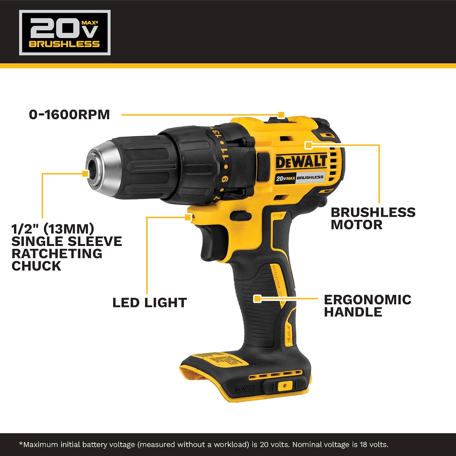DEWALT - Taladro inalámbrico de 20 V MAX, driver de impacto, kit combinado de herramientas eléctricas de 2 herramientas, juego de herramientas eléctricas sin escobillas con 2 baterías y cargador