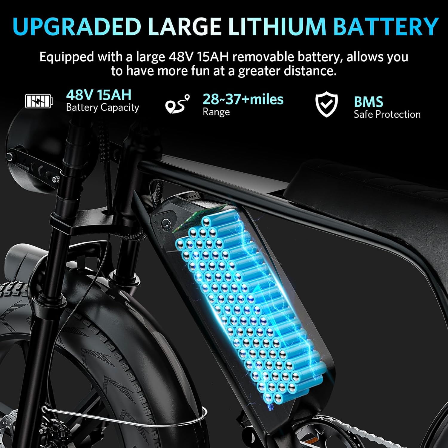 OUXI V8 - Bicicleta eléctrica para Adultos, Bicicleta de montaña eléctrica con Motor de 750 W, 48 V, 15 Ah, batería extraíble más Grande, 31 mph, 20 Pulgadas, Bicicleta E, Bicicleta Shi-Mano 7
