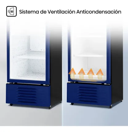 Hisense CVC494N3AWX Congelador vertical con puerta de cristal,13 pies cúbicos,Refrigerante Eco-friendly,Sistema de Ventilación Anticondensación,60x65x185cm(AnchoxLargoxAlto)