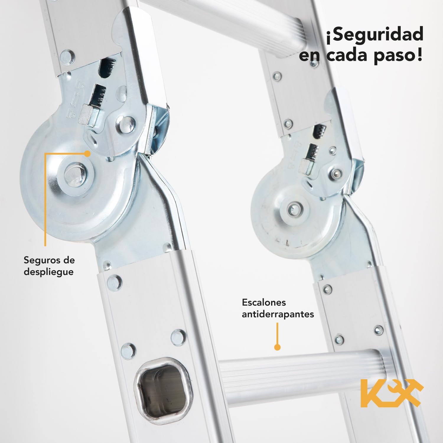Kingsman | Escalera Multiposiciones 12 Peldaños con Charolas – Soporta hasta 150 kg – Escalera de Aluminio 3.5 MTS – Plegable – Escalera Multipropósito – Tipo Tijera – Andamio – Escalera Recta