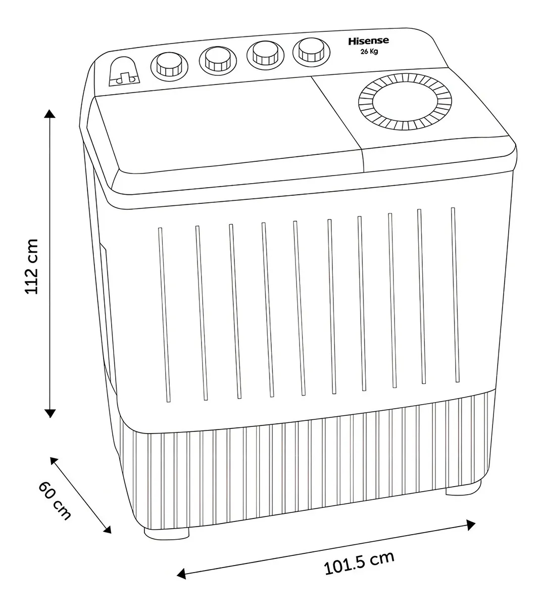 Lavadora Hisense Doble Tina 26 Kg Semiautomática Storm Wash Color Blanco