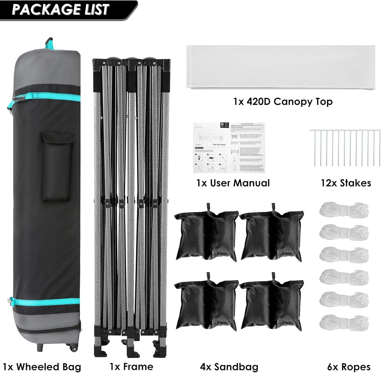 COBIZI - Toldo desplegable de 10 x 20 Pulgadas con 6 Paredes Laterales, toldo Impermeable para Eventos al Aire última intervensión, UPF 50+ cenador portátil para Fiestas, Playa, Camping, Boda,
