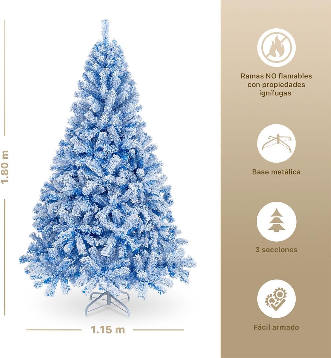 ESQUIMAL Árbol de Navidad Frondoso con Ramas Escarchadas, Pino Navideño (Rosa Nevado, 2.2 m)