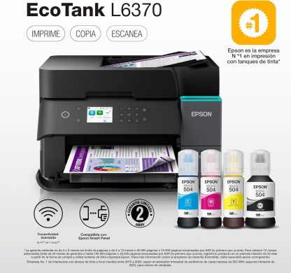 Epson Impresora Multifuncional a Color Inalámbrica con Sistema de Tanque de Tinta EcoTank L6370
