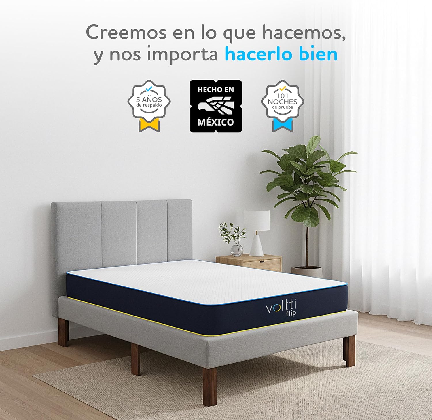 Voltti Colchón King Doble Confort | 20 CM | Reversible con 2 Diferentes Firmezas | Nano Memory Foam | Ergonómico y Ortopédico | Disminuye Puntos de Presión