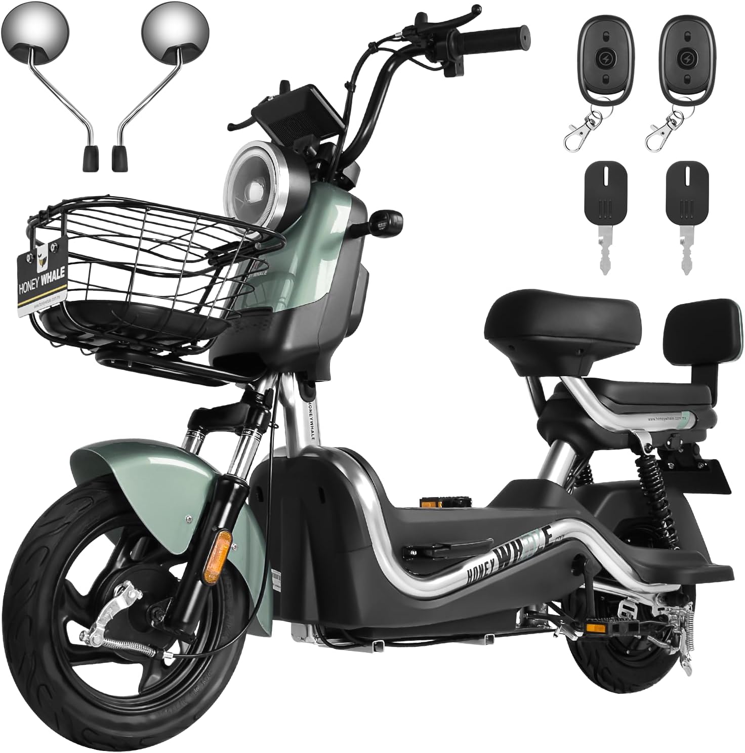 HONEYWHALE U3s Bicicleta Electrica para Adultos, Bicimoto Eléctrica con Alarma, Máxima del Motor 650W, Velocidad Máxima 31KM/H, Autonomía 55-60KM, Baterías de Gran Capacidad de 20AH, Dos Asientos
