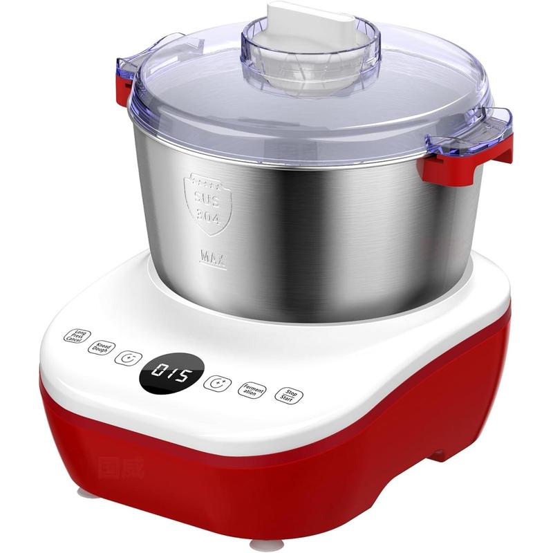 Amasadora eléctrica DoughChief de 7 litros con función de fermentación, amasadora con bol de acero inoxidable 304, control por microprocesador, panel táctil frontal y fácil de limpiar, ideal para pan y pizza.