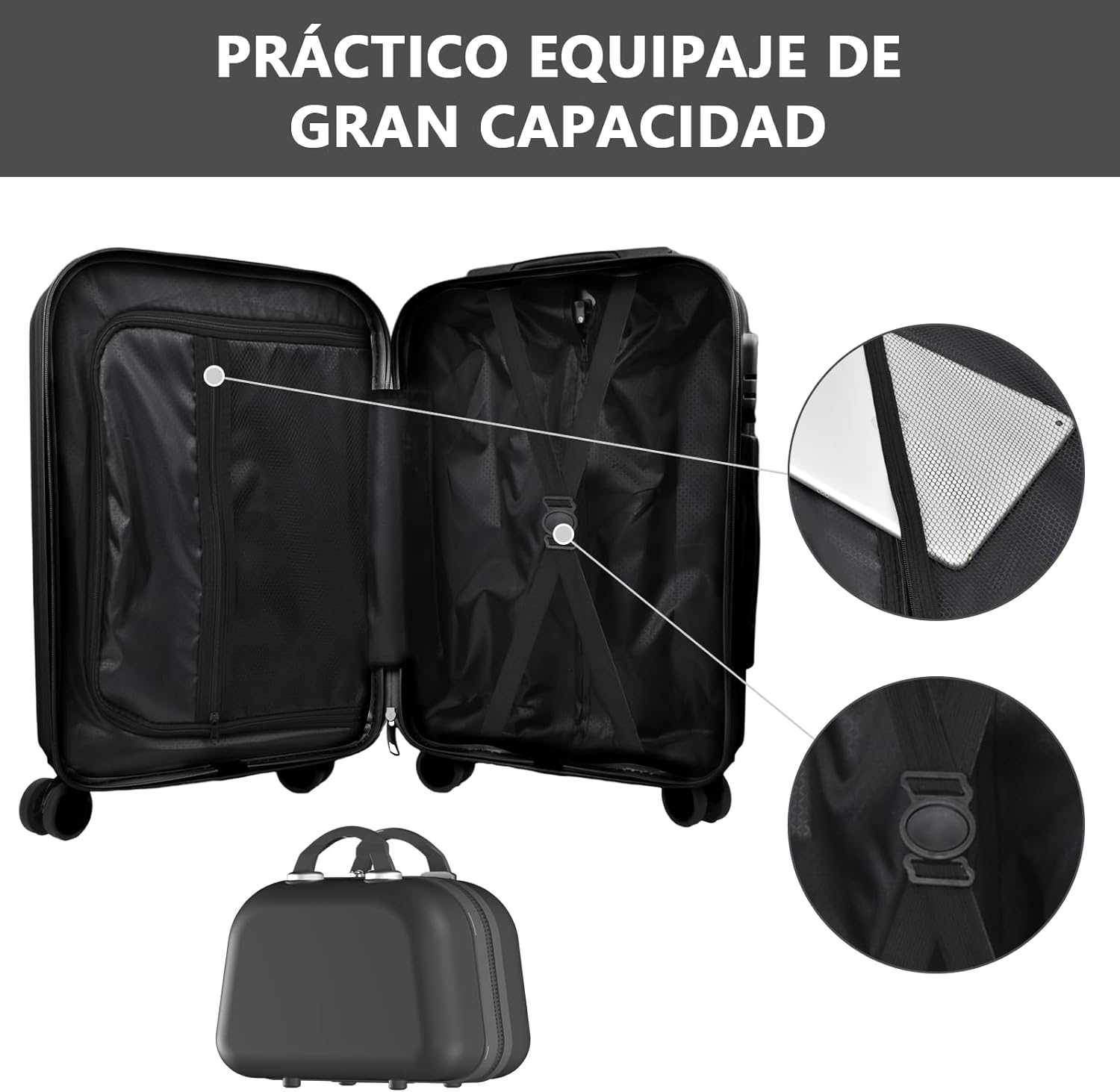 HOGESA Juego de Maletas de Viaje, Maletas de Viaje Carry On 21”, Maleta de Mano Pequeña con Ruedas Silenciosas de 360 Grados, Equipaje de Mano para Avion con Candado de Seguridad - 2 Piezas (Blanco)