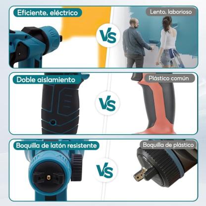 Pistola pulverizadora de mano pulverizadora eléctrica inalámbrica con 2 Batería Recargables de 2600mAh, botella pulverizadora  de 800ml (color: Azul) para Casas, Paredes, Cercas