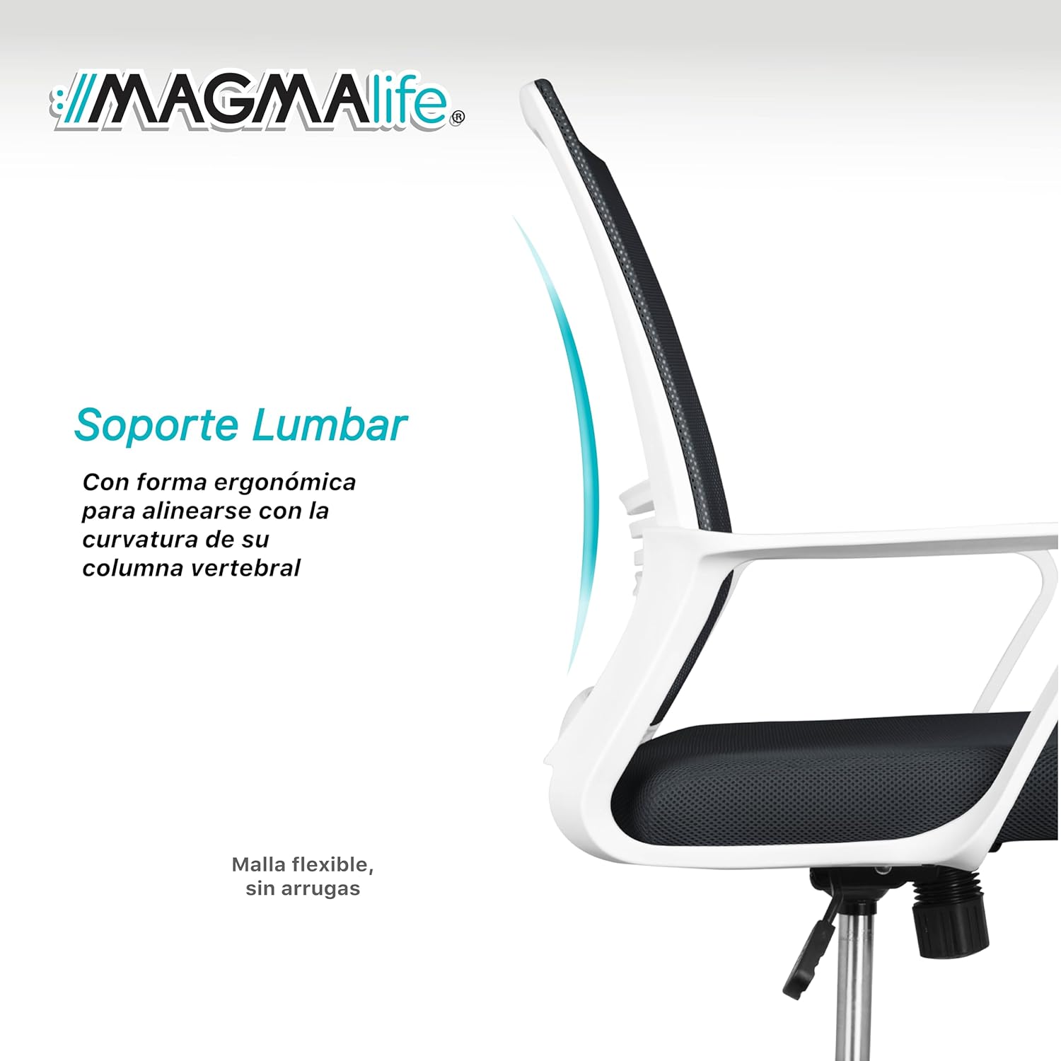 MAGMALIFE Silla Ergonómica de Escritorio con Respaldo de Malla Transpirable, Moderna y Elegante, Silla Giratoria con Soporte Lumbar y Cómodos Descansabrazos (Azul Cerúleo)