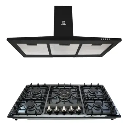 Combo Supra Parrilla A Gas 5 Quemadores Y Campana Pared 90cm