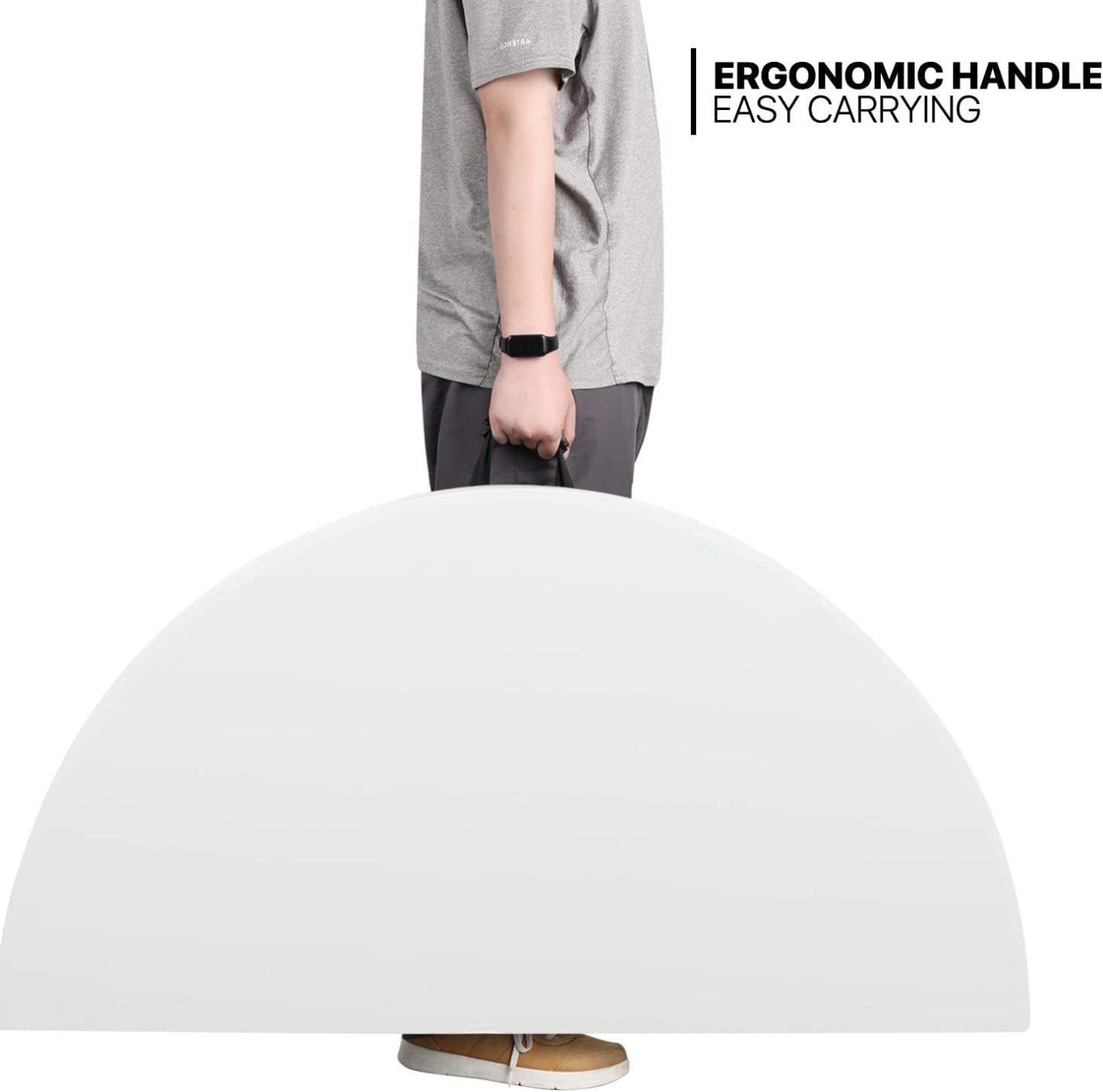 Mesa plegable redonda de 4.5 pies, mesa de comedor de plástico para interiores y exteriores con asa y cerradura para picnic, fiesta, banquete, boda, color blanco