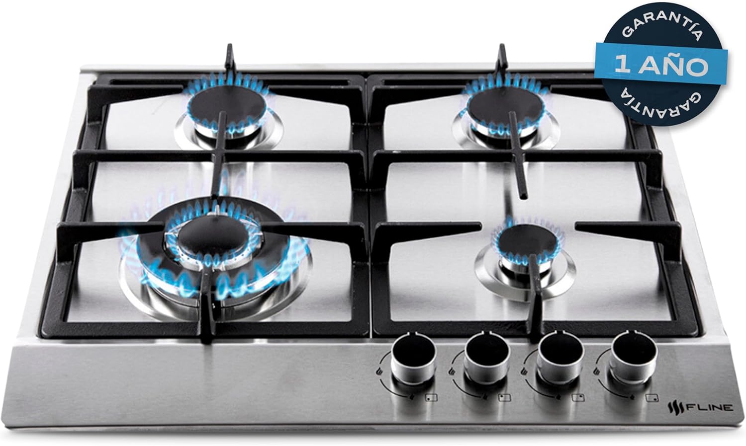 Parrilla De Gas Empotrable 4 Quemadores | Acero Inoxidable | Gas LP Y Gas Natural | Encendido Electrónico | Estufa De Mesa | Parrilla De Inducción | Fácil Limpieza