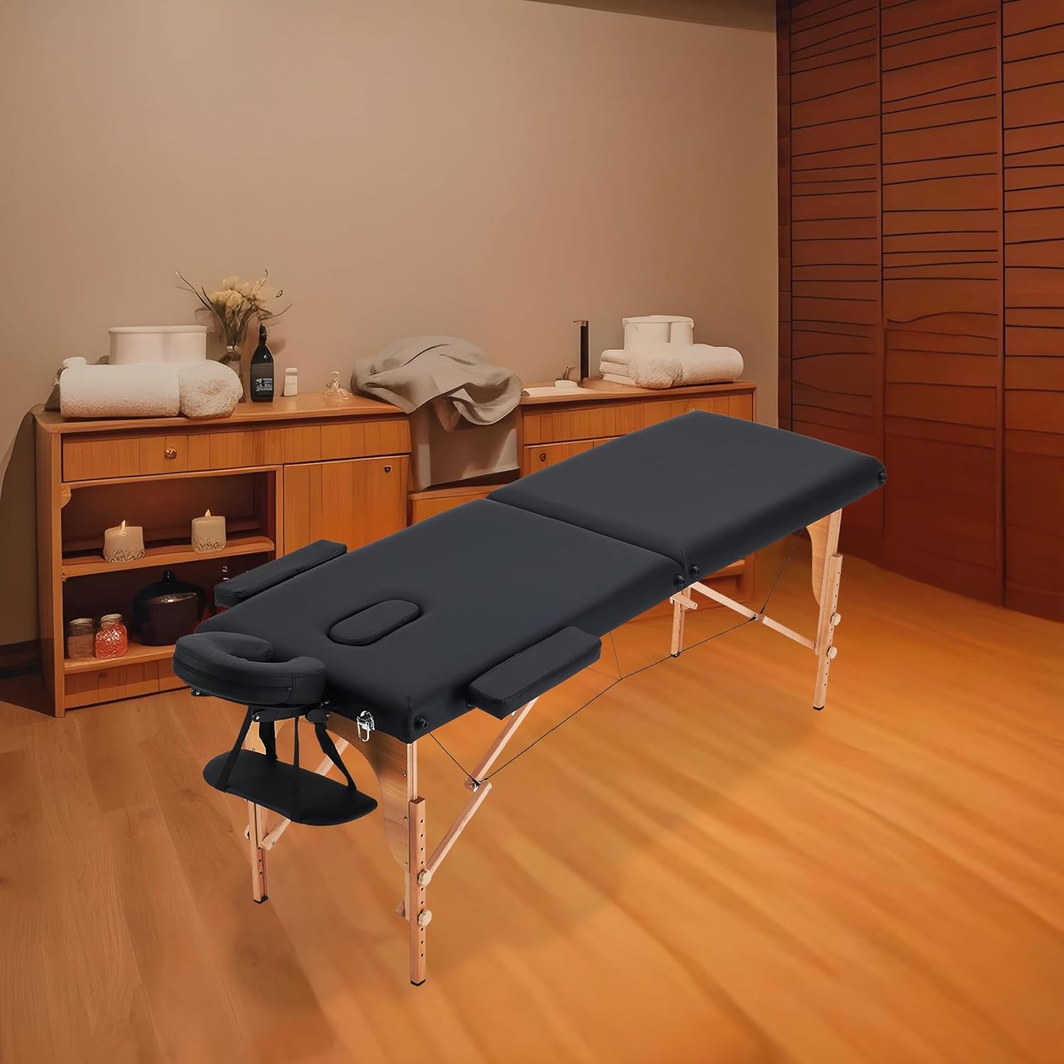 X-PROSS Cama Profesional para Tatuajes Plegable con Estuche y Altura Ajustable, Cama para SPA, Cama para Masajes Profesionales, Camilla Portátil para Fisioterapia y Quiropraxia - Negro