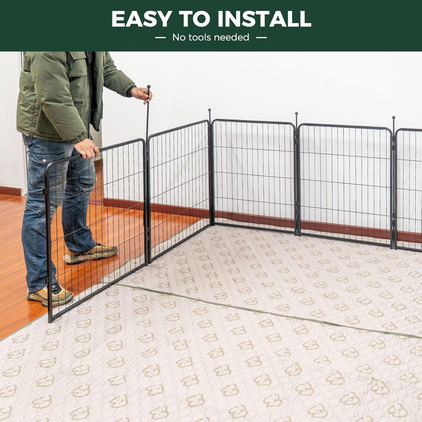 FXW Rollick Corral para Perros para Patio, RV Camping│Patentado, 24 Pulgadas 8 Paneles