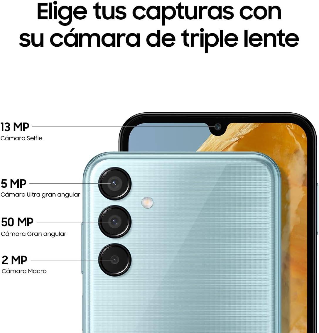 Celular Galaxy M15 5G Azul Claro 4GB RAM 128/256/512GB, Smartphone Nacional con Garantía